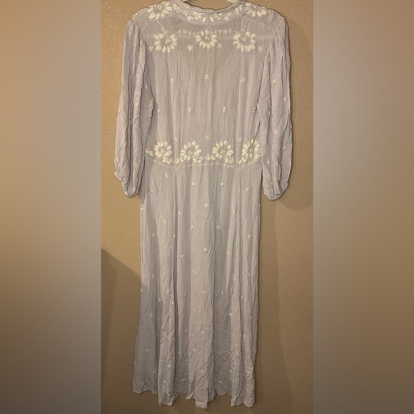 Free People Periwinkle Hook & Eye Closure Prairie Milkmaid Maxi Dress A13 - Picture 2 of 6